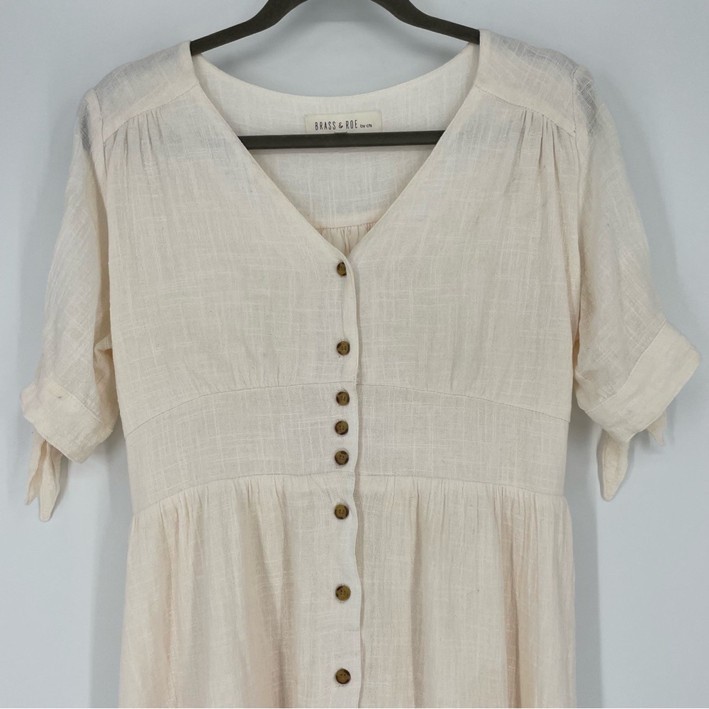 Brass & Roe Nina Button-Up Midi Dress Size Large cotton - Picture 3 of 13